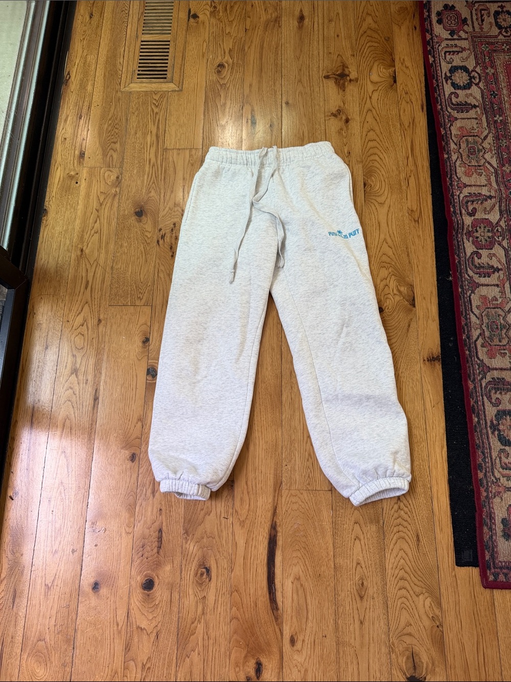 Kids Light Gray Sweatpants with Blue Logo - Unbranded
